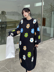 Padded Long Loose-Fitting Floral Dress