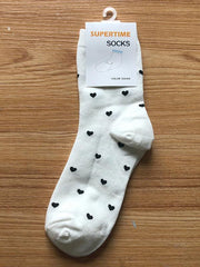 Peach Heart Print Cotton Socks