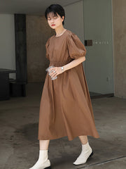 Original Puff Sleeve Elasticity Waist Dress