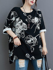 Plus Size Loose Print Chiffon T-Shirt