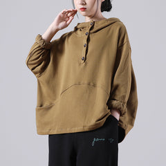 Loose Hooded Splicing Long Sleeve Sweatshirt