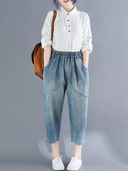 Fashion With Pocket Denim Capri-Pants