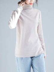 Solid Thickening Long-Sleeved Turtleneck T-Shirt