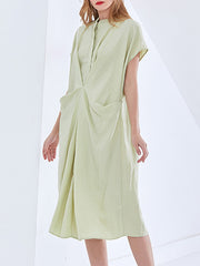 Women Solid Color Crossover Slimming Loose Dress