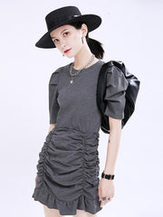 Casual Ruffled Puff Sleeve Mini Dress