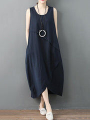 Casual Solid Cropped Sleeveless Dress