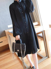 Vintage Lantern Sleeved Chiffon Blouse Dress