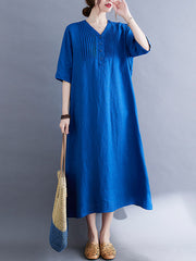 Half Sleeve Solid Casual Maxi Dress