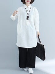 Loose Solid Color Long Sleeve Shirt