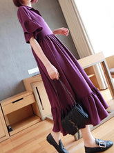 Loose A-Line Waist-High Graceful Long Purple Dress