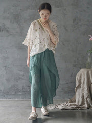 Floral Print Loose V-Neck Casual Shirt