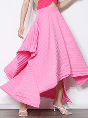 Stylish Pleated Pure Color Irregular Empire Waisted Skirts