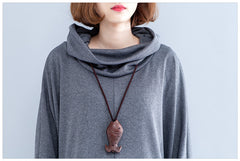 Women High Neck Stitching Casual Dress