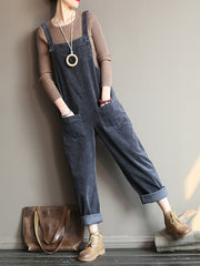Retro Do Old Casual Suspender Jumpsuit