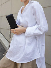 Loose Cropped V-Neck Comfortable Blouses