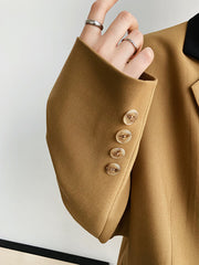 Contrasting Color Lapels Urban Blazer Outwear