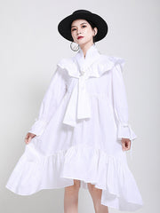 Women Japanese Solid Color Mid Length Dress