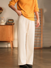 Causal Solid Color High-Waist Thicken Pants