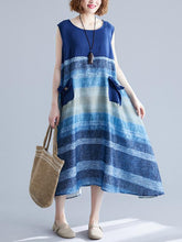 Loose Cropped Sleeveless Splicing Dress