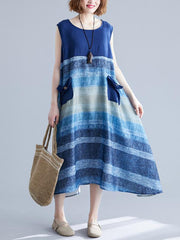 Loose Cropped Sleeveless Splicing Dress