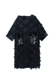 Split-Joint Tasseled Hooded Midi Dress