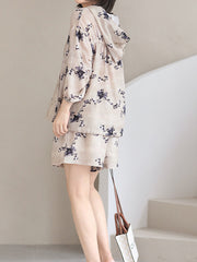 Loose Plus Size Casual Printed Hooded Two-piece Suit