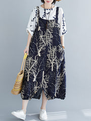 Literary Wide-Leg Pants Oversized Suspender Jumpsuits