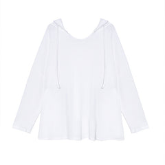 Women Retro Loose Hooded Blouse