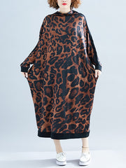 Leopard Print Loose Midi Dress