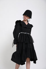 Women Solid Color Ruffled Casual Dress