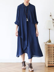 Loose Soft Irregular Literary Long Shirt Dress
