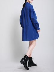Women Loose Buttoned Long Sleeve Dress