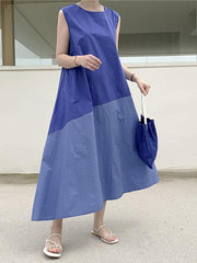 Casual A-Line Split-Joint Sleeveless Long Dress