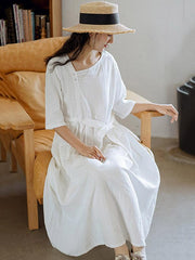 Loose Oblique Collar Solid Color Dress