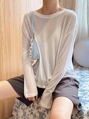 Loose Solid Color Split-Back Comfortable Shirts