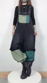 Stitching Retro Lantern Jumpsuit