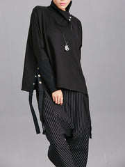 Women All Match Irregular Solid Color Sweatshirt