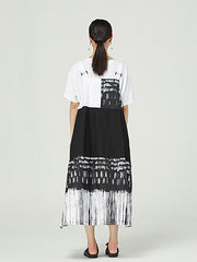 Irregular Printed Split-Joint Plus Size Maxi Dress