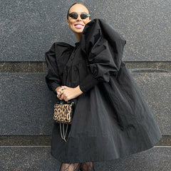 Gothic Solid Color Puff Sleeve Mini Dress