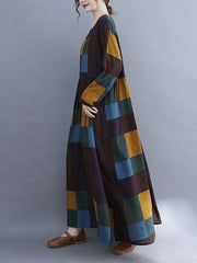 Literary Plus Size Printed Long Sleeve Maxi Dress