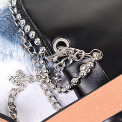 Women Chain Silver Beaded Shoulder Messenger Bag