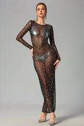 Devin Long Sleeve Embellished Maxi Dress