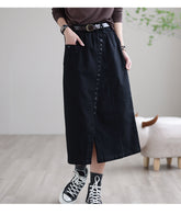 Solid Color Split Loose A-Line Skirt