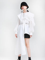 Women Retro Irregular Stitching Shirt Dress