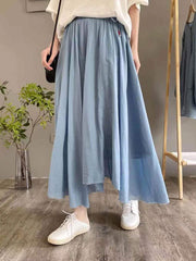 Solid Color Retro Loose High Waist Irregular Skirt