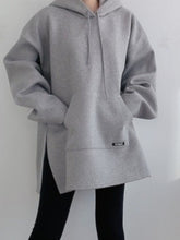 Loose Hooded Side Split Sweatshirt