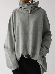 Casual Turtleneck Solid Color Long Sleeve Sweatshirt