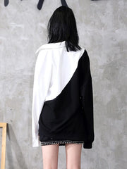 Casual Black And White Contrast Shirt