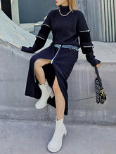 Women High Neck Zipper Casual Skirt