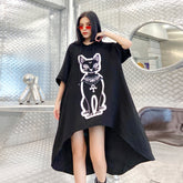 Irregular Design Cat Printed Midi Dress